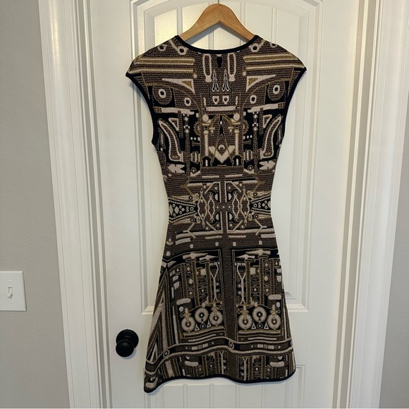Mary Katrantzou Mini Dress Metallic Knit Colorful Artsy Aztec Size Extra Small - Picture 4 of 7